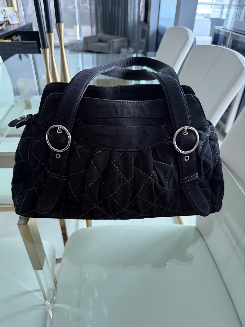 Vera Bradley Black Quilted Tote Handbag - Classic Women's Shoulder Bag